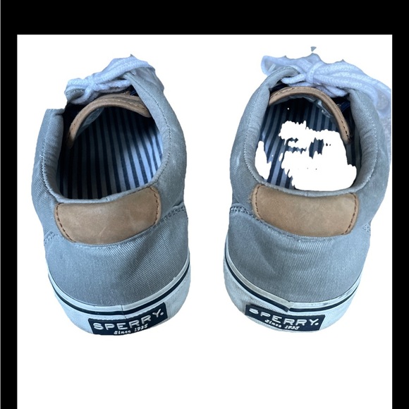 2/$30 Sperry Shoes Men's 10 Gray White Lace Up Casual Sneakers Preppy Coastal - Picture 2 of 8